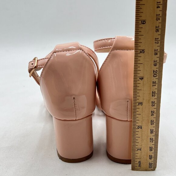 XYD Nude Ankle Strap Low Heel Chunky Sandals Open Toe Comfortable Stylish Shoes - Picture 4 of 7